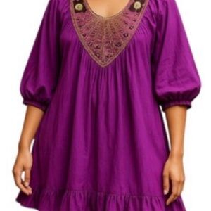 NWOT Small Ashro Majestic Purple Embroidered Dress